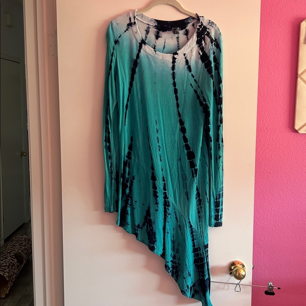 XCVI Medium Turquoise Blue Tie Dye Dress/tunic